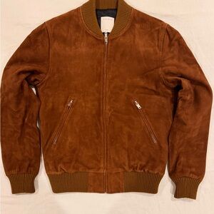 Sandro Rich Brown Suede Bomber Jacket
